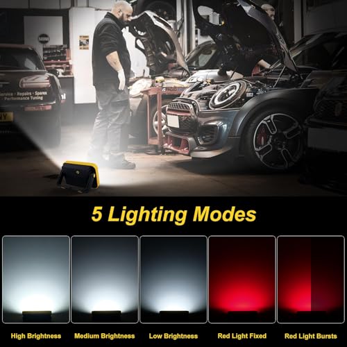 Portable LED Work Light with USB Charging, 5 Brightness Modes, Red Light Function, 4-Pack, Yellow and Black - size: SMD-4Pack
