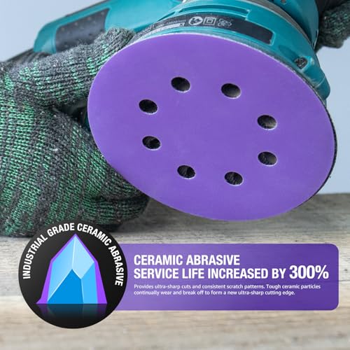 5 Inch 8 Hole 120 Grit Ceramic Sanding Discs Hook and Loop Film Disc 36 Pcs - style: 120 grit 36 pcs