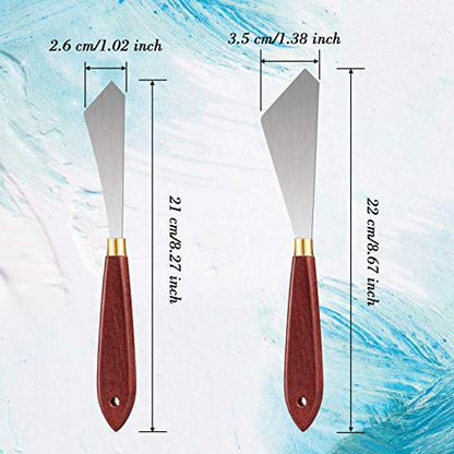 Honoson 2 Pcs Palette Knife Set Spatula Pallet Stainless Steel Wood Handle
