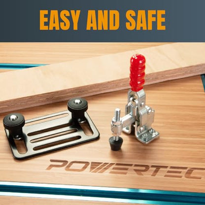 POWERTEC 4PK Toggle Clamp, 500 lbs Capacity, 12130 Quick Release Vertical Clamps w/Antislip Rubber Pressure Tip for Woodworking Jigs and Fixtures, Welding, Drill Press, Crosscut Sled (20335-P2) - size: 12130, 4PK
