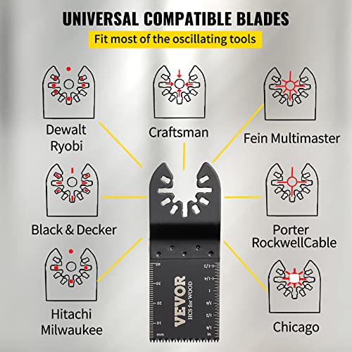 VEVOR 100PCS Oscillating Saw Blades, Quick Release Multitool Blades Kit, HCS Tool Blades for Wood Plastic, Compatible with Dewalt Dremel Fein WORX Bosch Makita Milwaukee