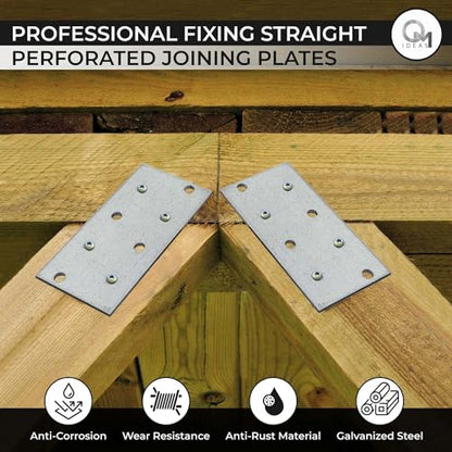 10 Pack Flat Joining Nail Plates (3.15" x 1.57" x 0.08") Connecting Perforated Metal Brace Bracket Timber Wood Fixing Galvanised Steel Repair Connector - size: 3.15" x 1.57"