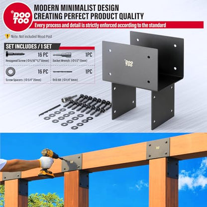 Stainless Steel Pergola Brackets, 6x6(Actual 5.5"x5.5") Post to Beam Bracket, Heavy Duty Post Cap Tie Bracket for Gazebos, Decks and Porches(2pcs-Black) - size: 6x6 (Actual Post 5.5"x5.5", Beams 5.5"x5.5")
