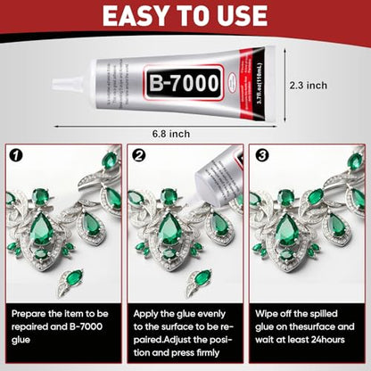 4 PCS 110ml B7000 Rhinestone Glue Clear, Bedazzling Glue for Craft, Jewelry