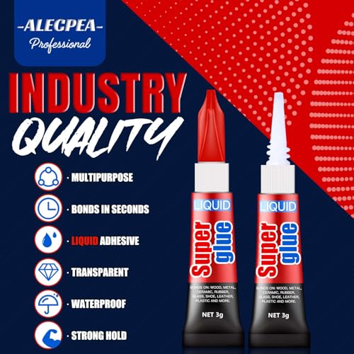 ALECPEA Super Glue, 12 X 3g, Liquid Instant Glue for Metal and Ceramic - color: Liquid