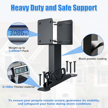4"x4" Heavy Duty Roof Riser Brackets, 180° Adjustable Angle Pergola Roof Brackets, Black Metal Roof Riser Brackets for Patio Cover, Pergola, Gazebo, Wood Post (1 Pack) - color: Adjustable direction and base, size: 1pcs
