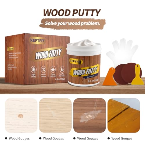 White Wood Filler - 9.87oz Paintable & Stainable Woods Repair Putty for Furniture - Quick Repair for Broken & Defective Wood (White) - color: White