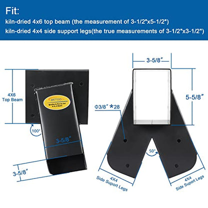 BETOOL Swing Set Brackets - 2pcs A Frame Swing Bracket Hardware with All Mounting Accessories (Black) - style: End Brackets(2Pcs-Black)