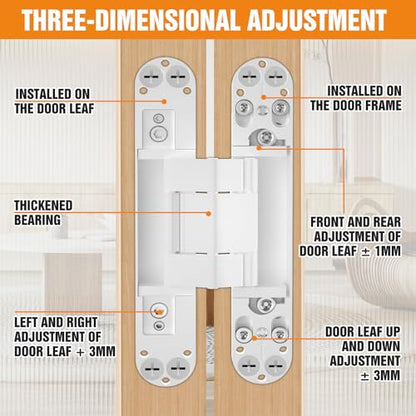 6" Hidden Door Hinge/Concealed Hinges,Invisible Hinges - color: White, size: 6 Inch