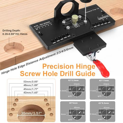 35mm Metal Concealed Hinge Jig Quick Clamp for Door Cabinet Woodworking - color: Deep Black