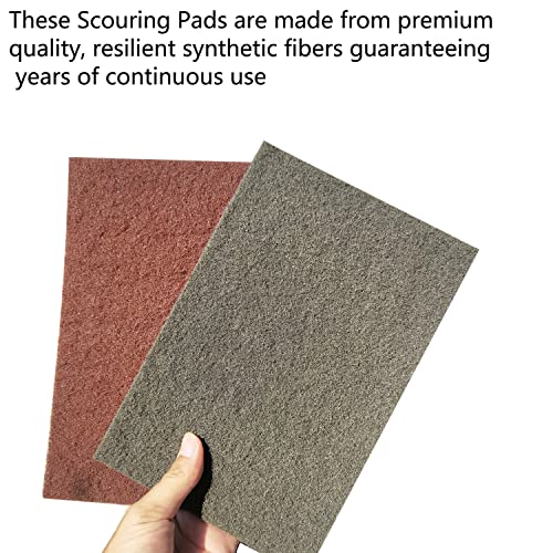 Premium 10 Pack 6" x 9" General Purpose Scuff Pads - Scuffing, Scouring, Sanding, Paint Primer Prep Adhesion Scratch - Surface Preparation Automotive Car Auto Body Woodworking Wood (Brown + Grey) - color: Brown + Grey