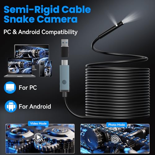KIRFEIHT Endoscope Camera with Light, Dual Lens Borescope Camera with Light
