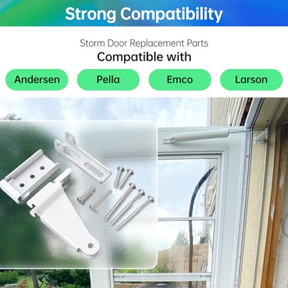 Yuleimy Reinforced Storm Door Closer Bracket Replacement Kit, White - size: White