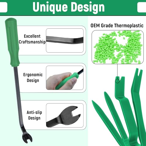 BFXM 5PCS Auto Trim Removal Tool kit,Clip Pry Tools Kit No Scratch Plastic - color: green