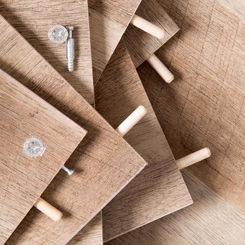 BUGYOO 200Pcs Wooden Dowel Pins with Tapered End with Bevel Angle Groove Wood Peg - 9 Sizes, Small Wooden Dowels Fluted Dowel Pins Assorted Used for Crafts, Furniture, Door, Woodworking