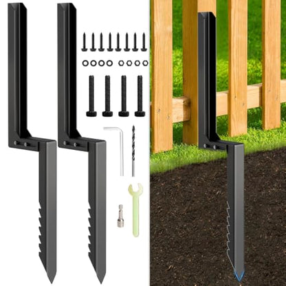 2PCS Fence Post Repair Kit with Serrated Design & Adjustable Width