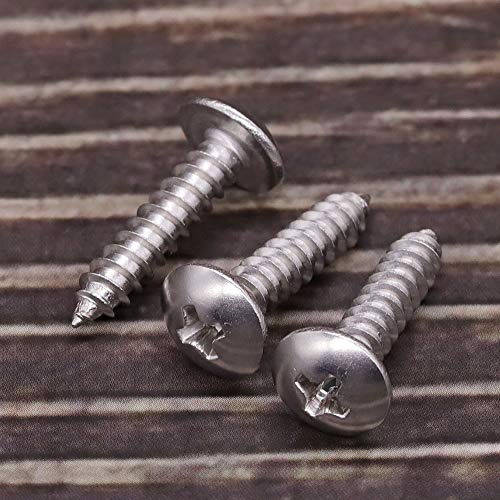#4 x 1/2" Truss Head Wood Screw, Phillips Truss Head Self Tapping Sheet Metal Tek Screw, 18-8 Stainless Steel 304, Brgiht Finish, 100 PCS - size: #4 x 1/2"