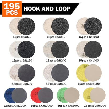 203 Pcs 1 Inch Sanding Discs,Hook and Loop 60 to 10000 - style: 203 PCS 1 Inch Sanding Disc