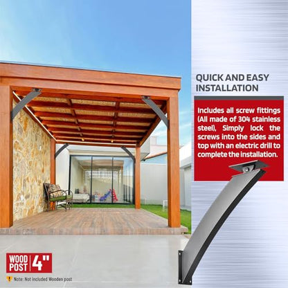 Q235-Steel Integrated Arc Adjustable 45 Degree Pergola Support Bracket 2''x4''（Actual Tube Dia: 1.5''x 3.2''） Heavy Duty 4Pack - size: 1.5”x3.2”-Adjustable Angle