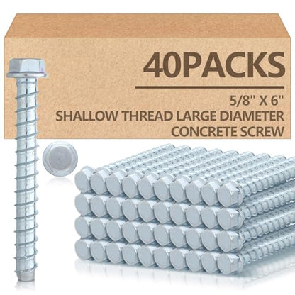 Tandefio 40 Pack 5/8 x 6 Concrete Anchors and Screw Kits Galvanized - size: 5/8" X 6"