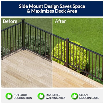 Egadis 2 Pack 36in H x 6ft W Modular Side Mount Aluminum Deck Railing Kit - color: Level 180D 6ft-P2