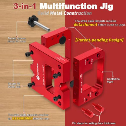 Door Latch and Strike Plate Mortise Tool for Router, Door Latch Jig