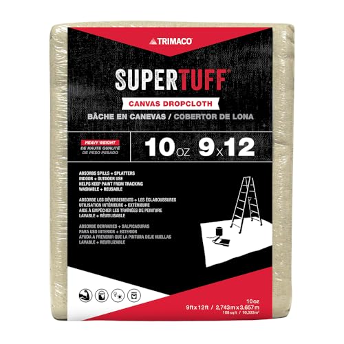 Trimaco 51121 SuperTuff Drop Cloth, 9-feet x 12-feet, Tan, 108 Sq Ft - size: 9-feet x 12-feet