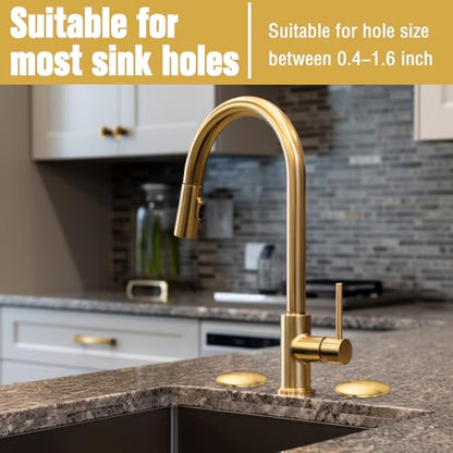 LEIFIDE 2 Pcs Kitchen Sink Faucet Hole Cover, Antique Gold - color: Antique Gold
