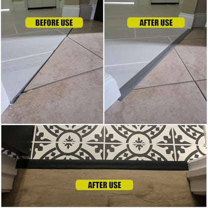 Flexible PVC T-Molding Transition Strips,Self-Adhesive Floor Divider Strip - color: Black, size: 9.8 ft