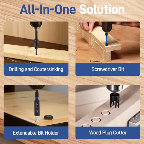 17Pcs Countersink Drill Bit Set 1/4" Hex Shank Wood Plug Cutters - size: 4#-12#