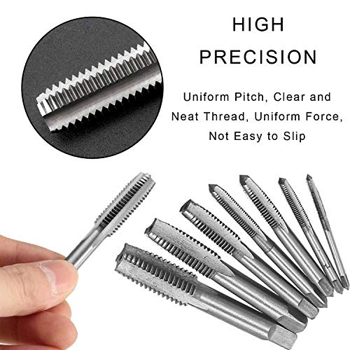 JONMON 8Pcs Metric Thread Machine Tap Set, M3-M12 Hand Screw Thread Plug Taps with Adjustable Thread Reamer Wrench Milling Machine Tapping Tool Kit for Woodworking and Machinery Repair
