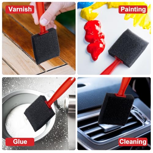 HINZIC 5 Pcs 5 Sizes Foam Paint Brushes Plastic Handle Foam Brushes for Staining Varnishes, and DIY Large Area Crafting(4", 3", 2", 1.4'', 1") - size: 5pcs 4", 3", 2", 1.4'', 1"