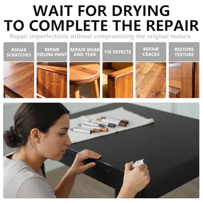 GOODTAKE Furniture Repair Kit Wood Markers Wax Sticks, for Stains, Scratches, Wood Floors, Tables, Desks, Carpenters, Bedposts, Touch Ups, and Cover Ups (Furniture Repair Kit)