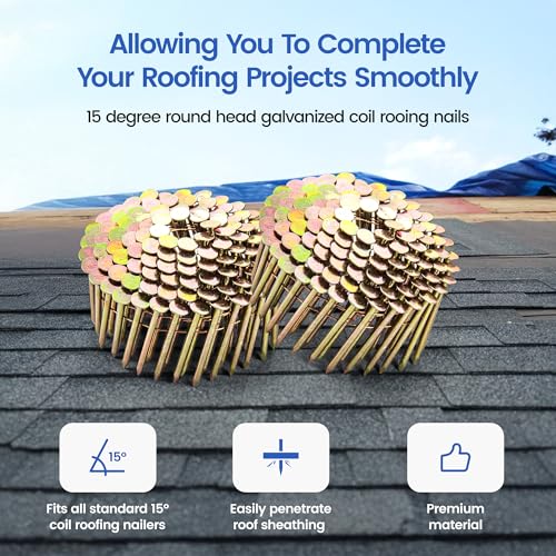 meite NP45 Pneumatic Nail Remover Kit with 1-3/4 Inch Coil Roofing Nails, Heavy Duty Air Punch Nail Extractor Tool for Roof Repair Wood Demolition Pallet Recycling, 2,880PCS