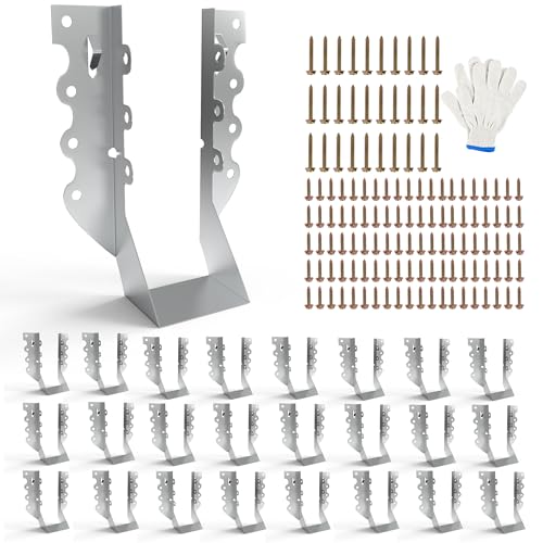 25 pcs 2x6 Joist Hangers with Screws, Galvanized Face Mount Hurricane Tie - size: Silver 2" x 6" Joist Hangers - 25 pcs
