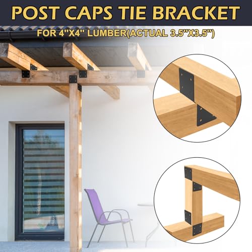 4-Pack 4x4 Deck Post Caps Tie Brackets, Base Anchor Mount for Wood - size: 4''X4'', style: Style 1
