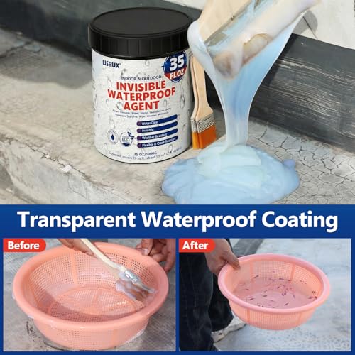 Waterproof Sealant 35 oz, Clear, Transparent Waterproof Coating, Water-Based Invisible Waterproof Agent for Roof, Wall, Garden, Terrace, Indoor and Outdoor Use - size: 35 FL OZ