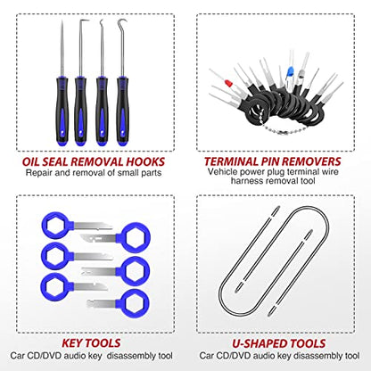Nilight Trim Removal Tool 88Pcs, Auto Push Pin Bumper Retainer Clip Set - color: 88 Clips+ Remover Tools Blue