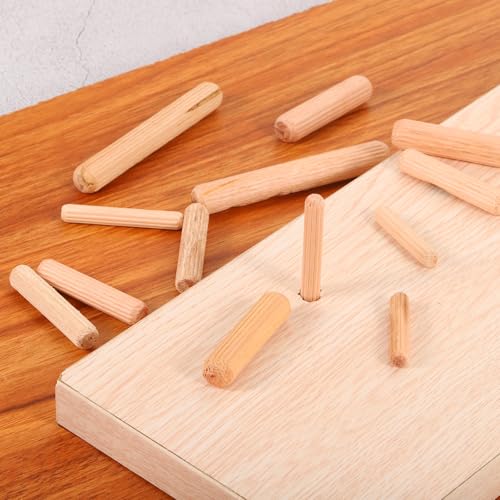 uxcell 200 Pcs Wooden Dowel Pins, 8 x 30mm (0.31 x 1.18 Inch) Wood Dowels Rods, Fluted Dowel Joints for Grooved Woodworking Furniture Craft - size: 8 x 30mm