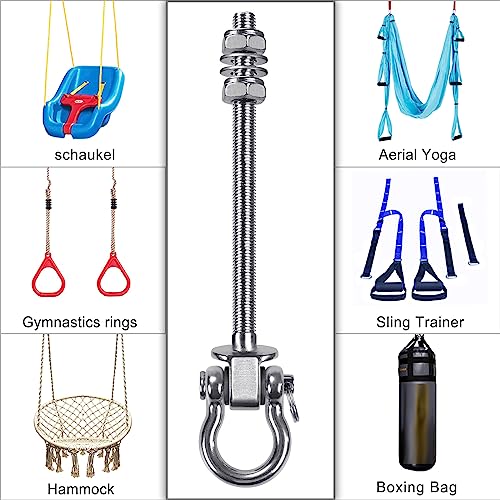 BeneLabel Heavy Duty Swing Hangers with Bearings - Set of 6 Stainless Steel 304 Hardware for Wood & Metal Beams - Ideal for Hanging Hammocks, Yoga Swings, Porch Swing - 1500LB Capacity - 7" x M2/5" - color: 6 pack - 7"
