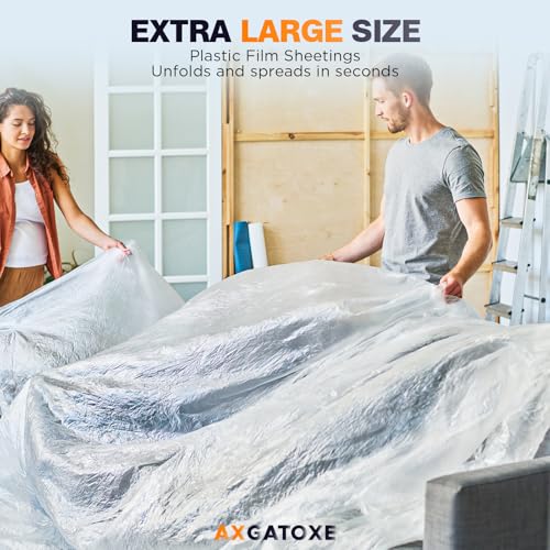 Axgatoxe 12 x 9 Ft Plastic Drop Cloths for Painting (1-Pack) - size: 1-Pack
