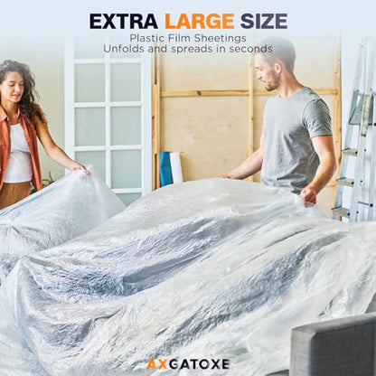 Axgatoxe 12 x 9 Ft Plastic Drop Cloths for Painting (1-Pack) - size: 1-Pack