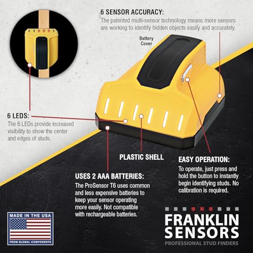Franklin Sensors ProSensor T6 6-Sensor Stud Finder Wall Scanner - size: Small