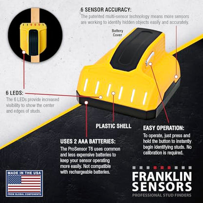 Franklin Sensors ProSensor T6 6-Sensor Stud Finder Wall Scanner - size: Small