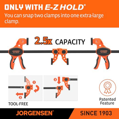 Jorgensen E-Z Hold 2-Pack 50" 300LBS Load Indicator Woodworking Bar Clamps - size: 50 inch