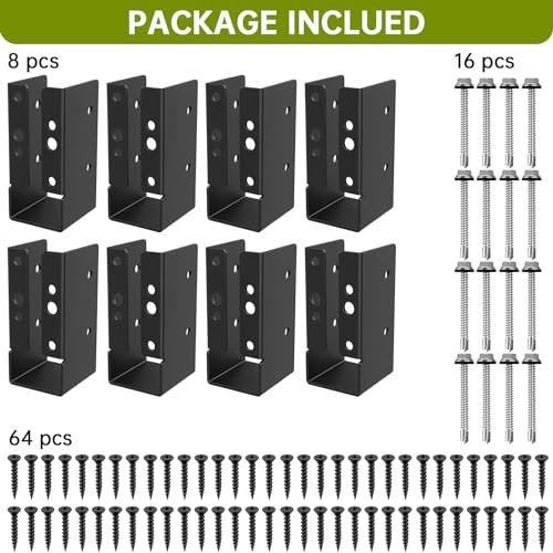 8Pcs Concealed Joist Hanger, 2" x 4"Concealed-Flange Hanger for 2"x4" Beam
