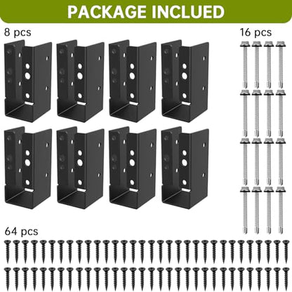 8Pcs Concealed Joist Hanger, 2" x 4"Concealed-Flange Hanger for 2"x4" Beam