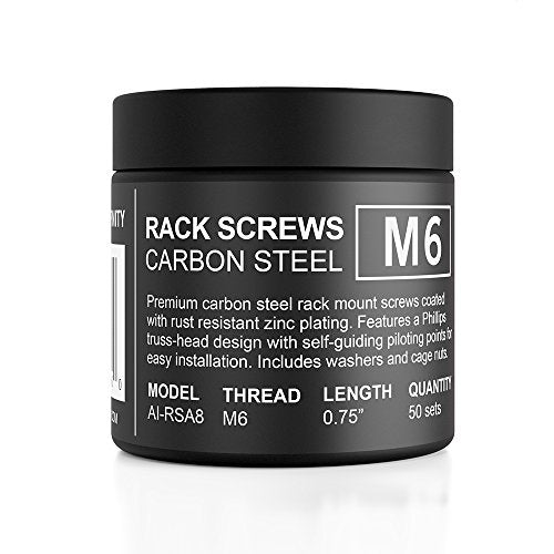 AC Infinity Carbon Steel M6 Rack Screws, Nylon Washers, and Cage Nuts - size: ['M6']