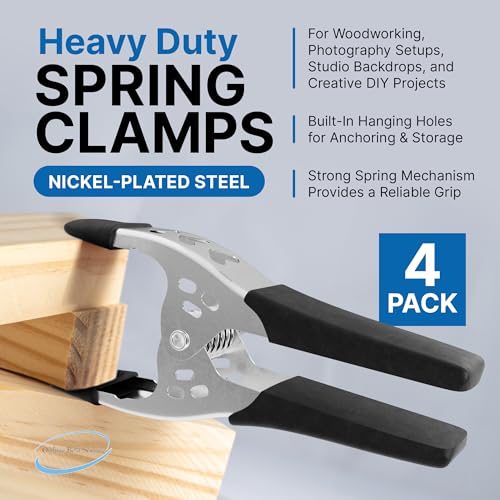 6" Heavy-Duty Spring Clamps, 3" Jaw Opening, 4-Pack - size: 4 Pack