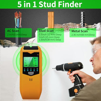 Stud Finder Wall Scanner 5-in-1 with Live Wire Detection